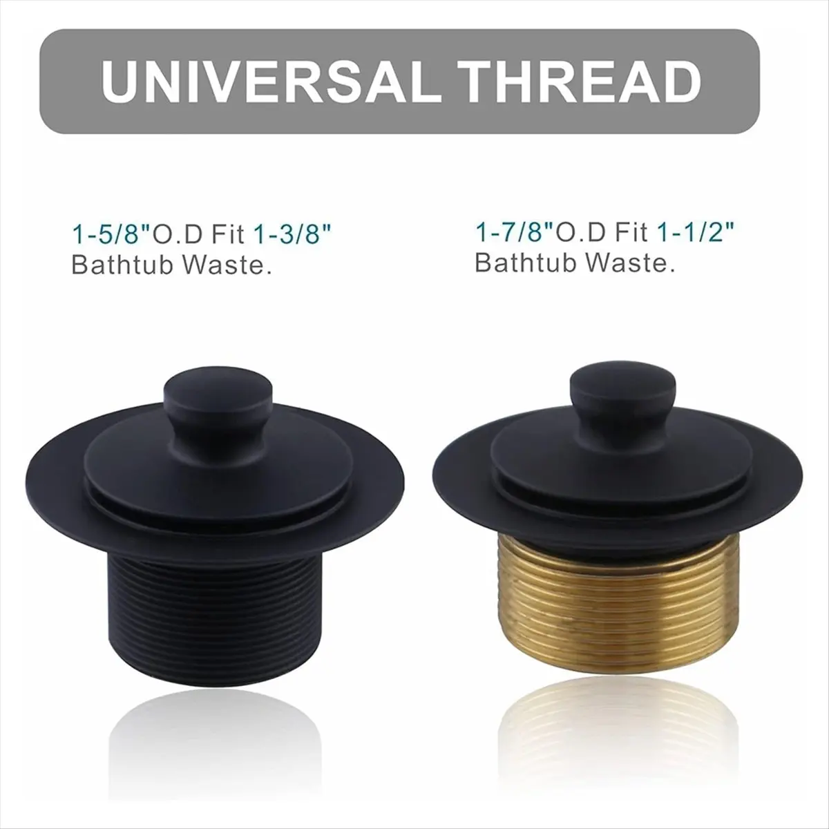 Tub Drain and Overflow Kit with Single Hole Overflow Faceplate Universal All Metal Lift & Turn Black Bathtub Drain Kit