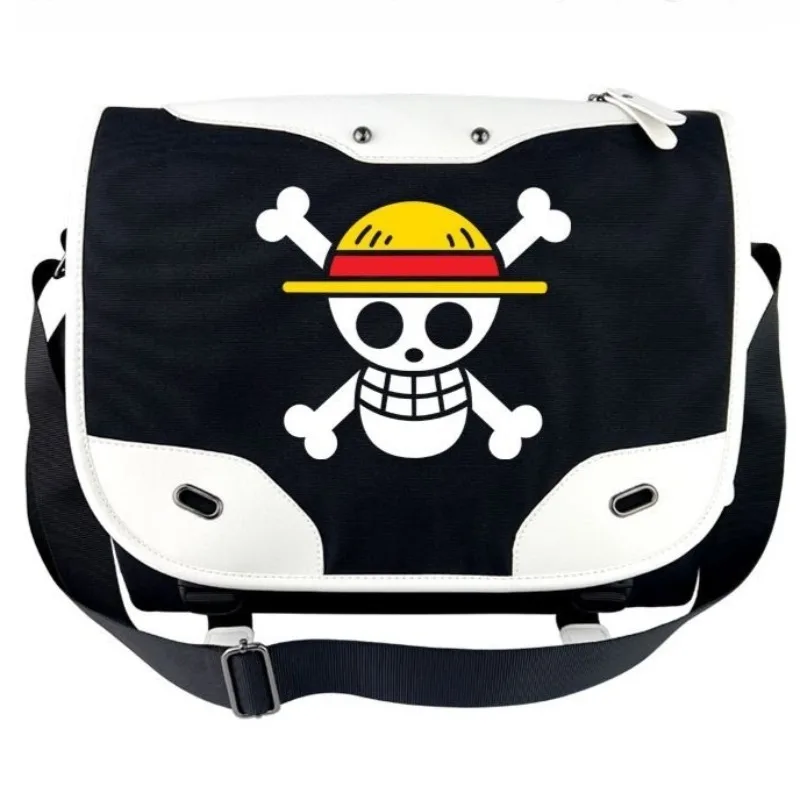 

Аниме цельная сумка-мессенджер Luffy, студенческая повседневная модная черно-белая холщовая сумка в тон, вместительная холщовая сумка, подарки