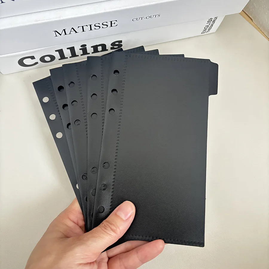 Carpetas divisorias de bolsillo A6 PP para cuaderno de 6 anillas, página divisora, bolsa archivadora de documentos de hojas de PVC impermeable