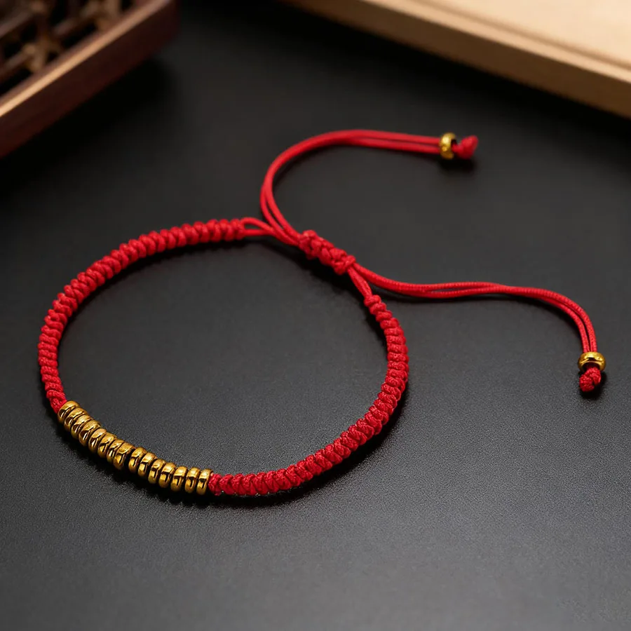 Fashion Golden Hematite Braided Bracelet Unisex Handmade Weaven Adjustable Black Red Luck Braslet New Year Festival Couple Joias