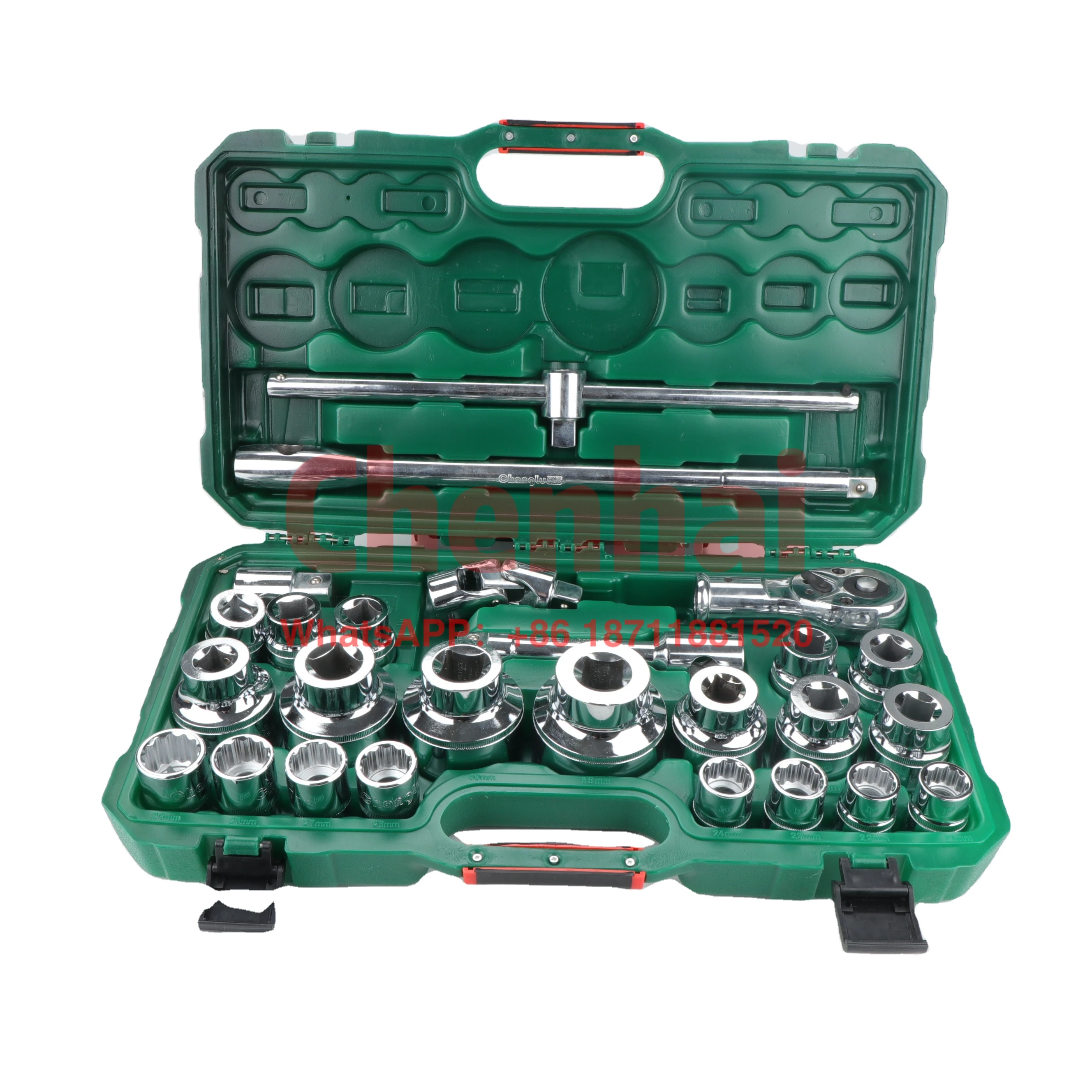 Factory Price Heavy Duty Car Repair Chrome Vanadium  Hand Tool Universal Ratchet Impact Mirror 12 Point Socket set