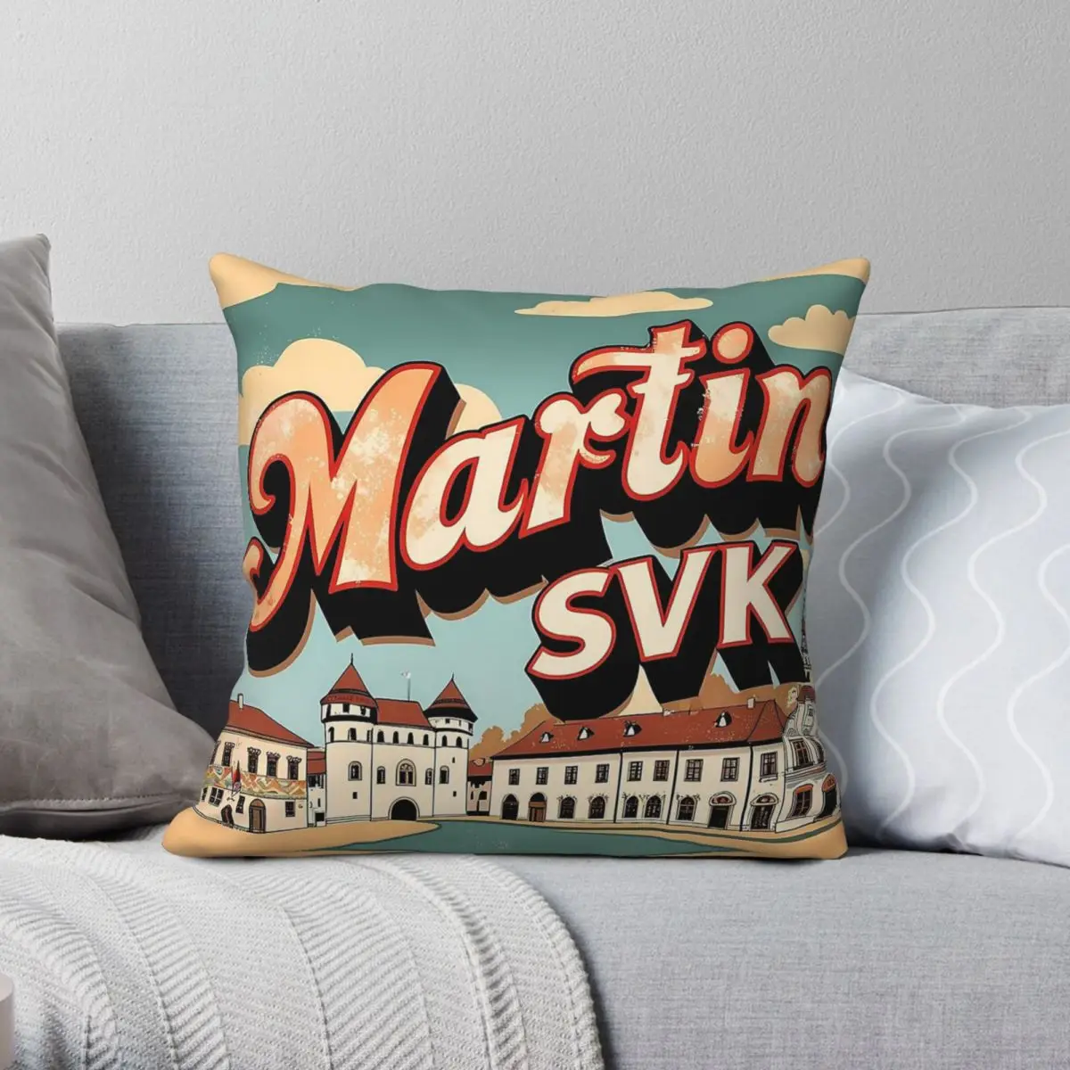 Martin City Slovakia Square Pillowcase Polyester Linen Velvet Creative Zip Decor Home Cushion Cover
