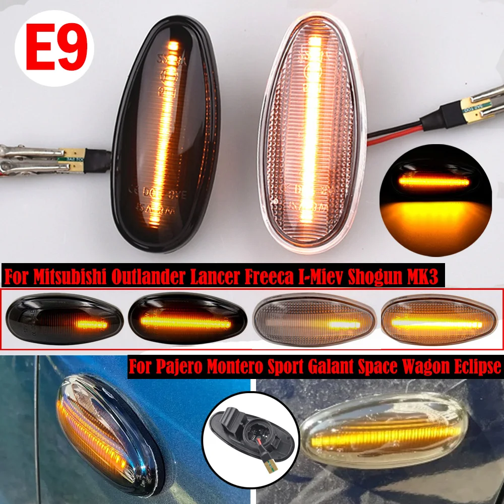 For Mitsubishi Lancer 8 Montero 3 Pajero 3 Outlander 1 Delica 4 i Miev Scroll Flasher LED Car Turn Signal Side Marker Light