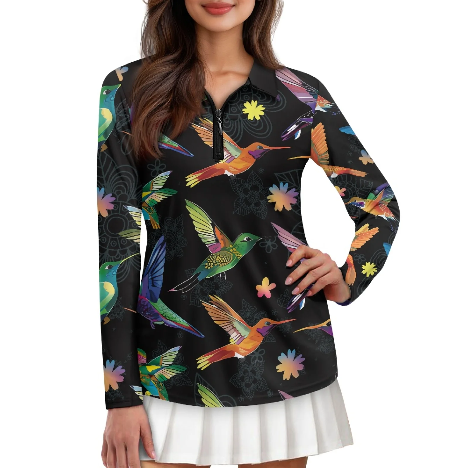 PENSTROLL Hummingbird Womens Quick Dry Tennis Polo Shirt Soft Golf Outfits for Casual