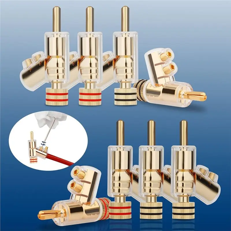 M07K-Double Screw Design Locking Banana Plug(8 Pieces) For 8-15 Gauge Speaker Wire