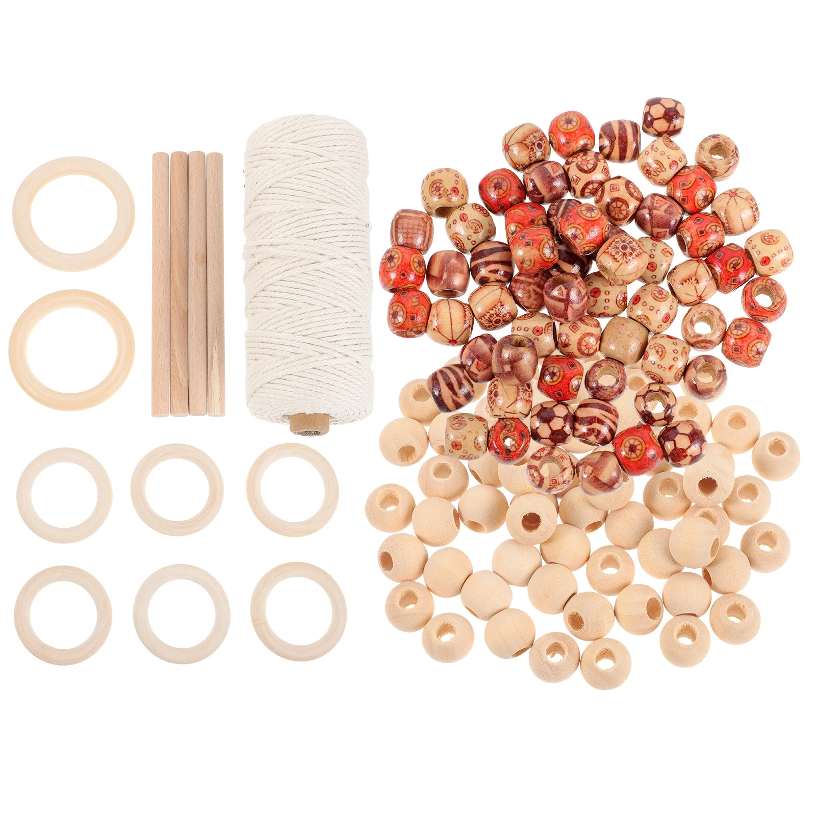 

133pcs Tapestry Accessories Macrame Cord Kit Natural Beech Stick Wooden Bead Wood Ring For Diy Craft Tapestry Set Decor