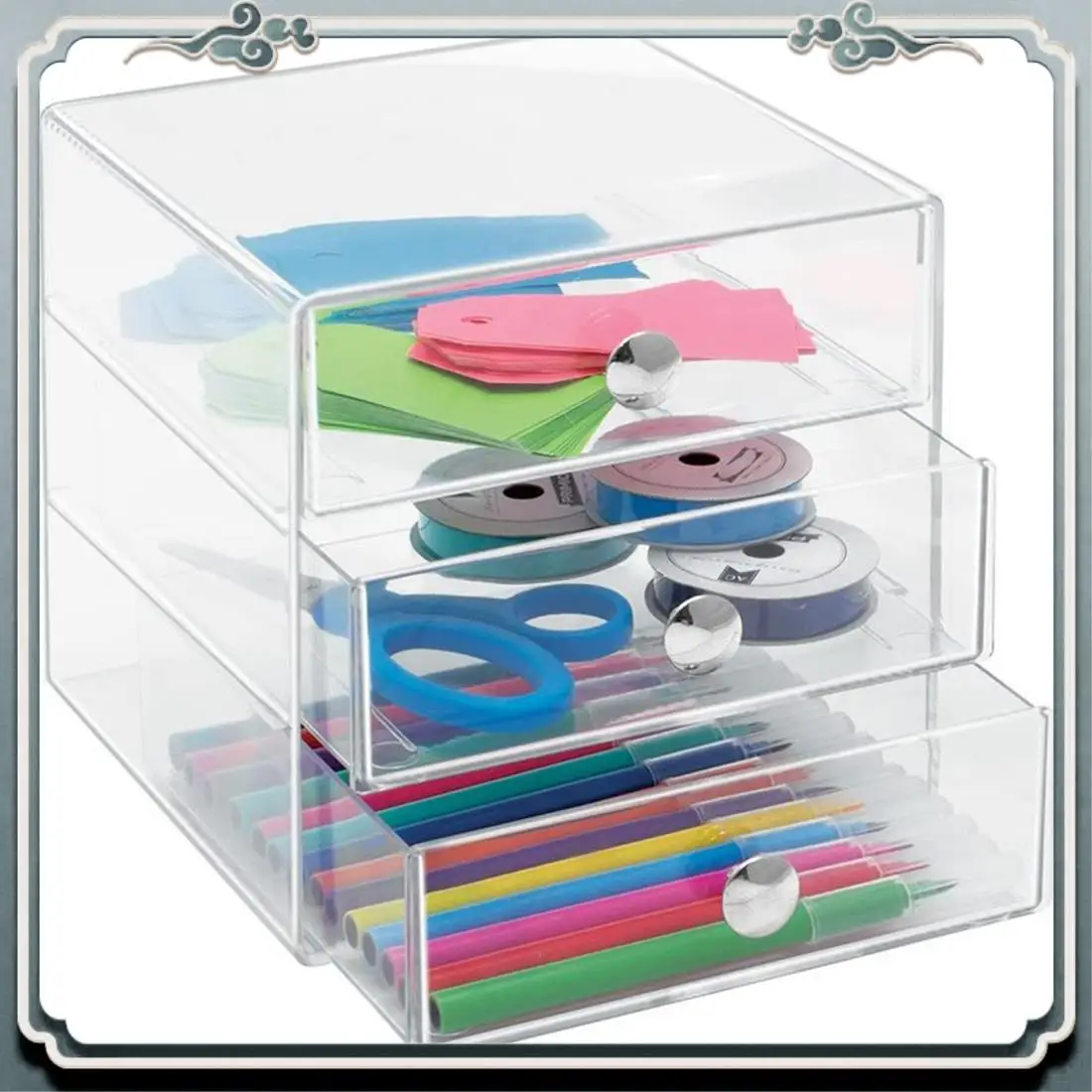 

Durable 3 Acrylic Vanity, Compact Storage Organization Drawers Set For Cosmetics, Glasses, Supplies, Hair Care, Bathroom