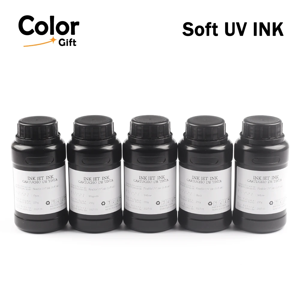 

Гибкие УФ-чернила для печати на коже, ТПУ и силиконе, 250 мл, не ломаются при сгибании, совместимы со всеми УФ-принтерами для плоской печати.