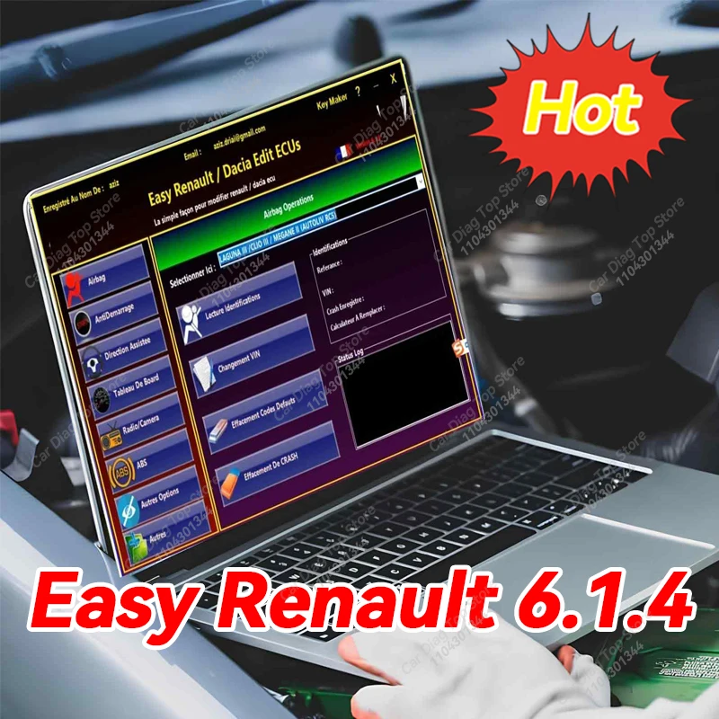 Easy Renault 6.1.4 for Renault ECU Programmer Clear Crash Airbag Card Keys UCH Cleaner WORK with OBDLink Renolink Car software
