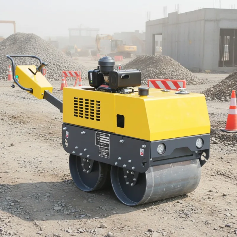 Small handheld double drum vibratory roller for hydraulic systems