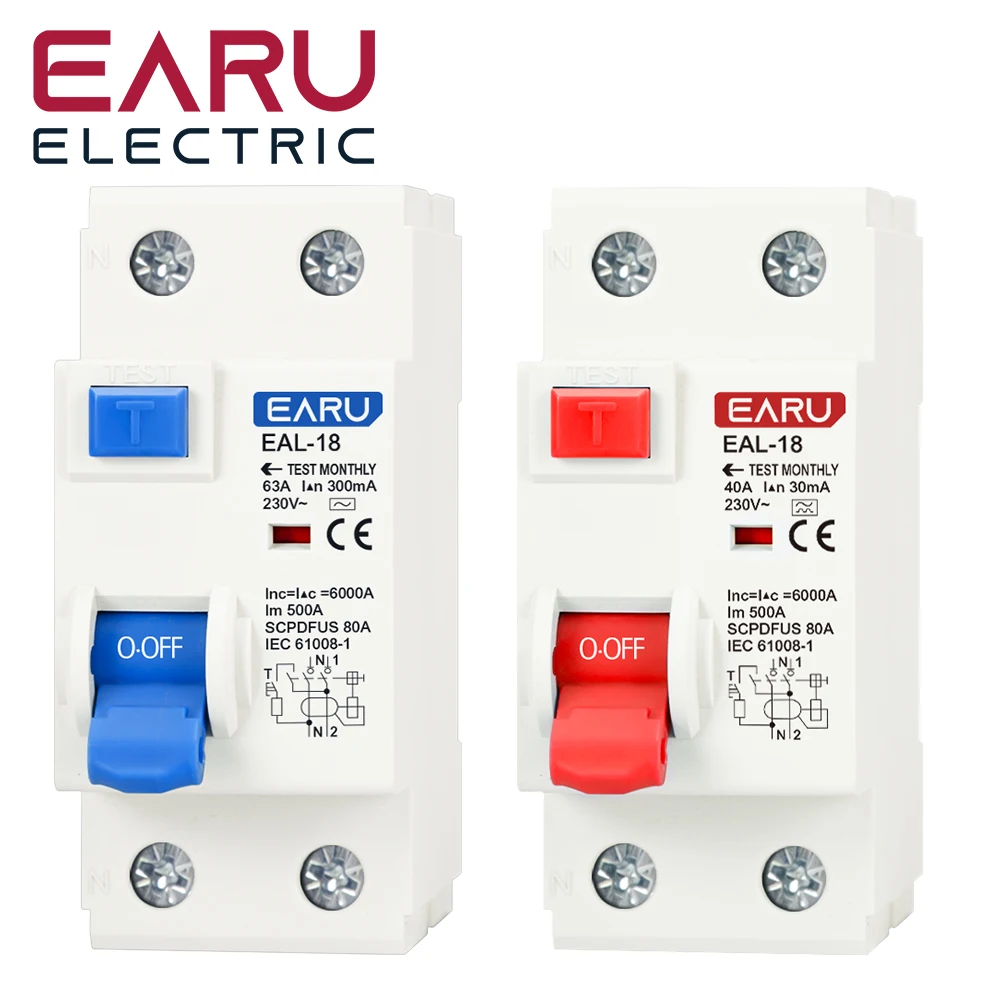 2P 4P 10/30/100/300mA Type A /AC RCCB RCD ELCB Residual Current Circuit Breaker Short Current Leakage Protection 32A 40A 50A 63A