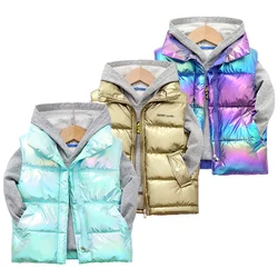 Children Down Vests Boys Girls Spring Warm Waistcoat Coats Kids Clothes Fashion Vests Jackets Teens Cartoon Print Outerwear Vest