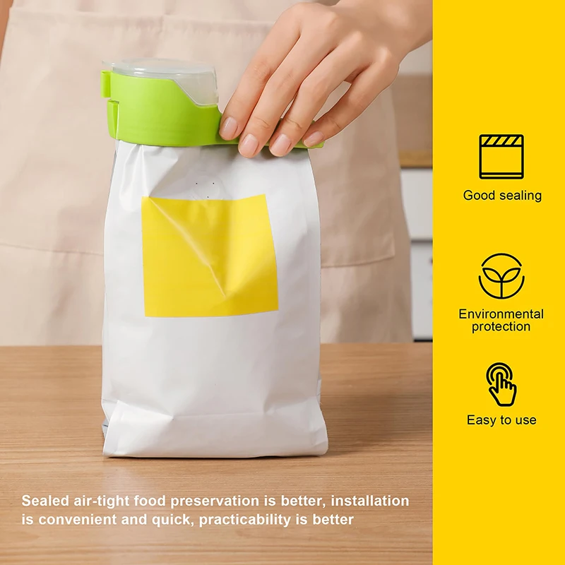 คลิปถุงอาหาร 4 ชิ้นพร้อมพวยกาเท, คลิปปิดผนึกพลาสติกที่ทนทานสําหรับของว่าง, ธัญพืช, อาหารสัตว์เลี้ยง - คลิปถุงเทง่าย