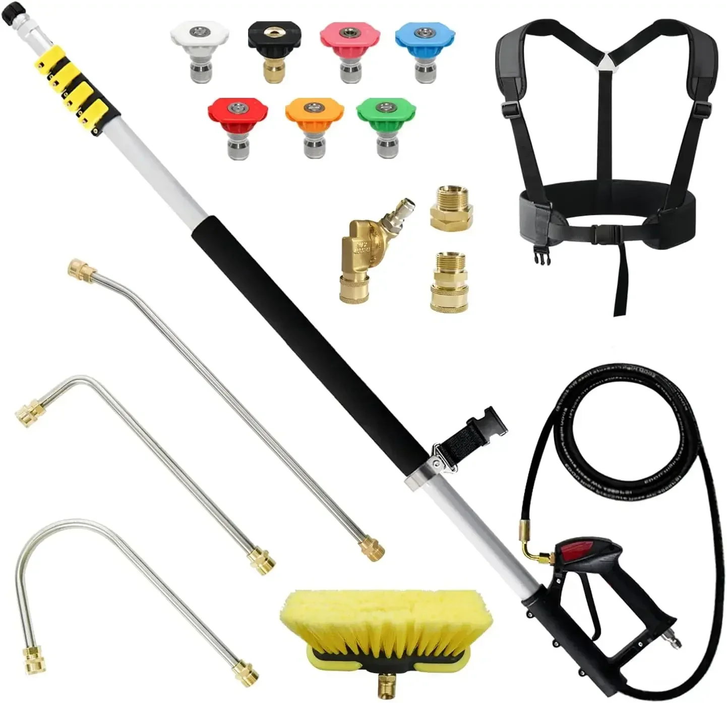

[XMSJ]24 FT, Aluminum Telescoping Pressure Washer Wand with 2 Pressure Washer Extension Wands,Gutter Cleaner Attachment