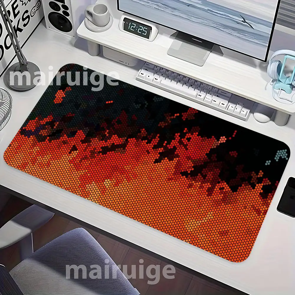 Alas Mouse Seni Heksagon Abstrak Ukuran Besar untuk Komputer, Kantor, Meja Game, Alas Keyboard Anti-selip dari Karet Jahitan XXL, Alas Meja Panjang