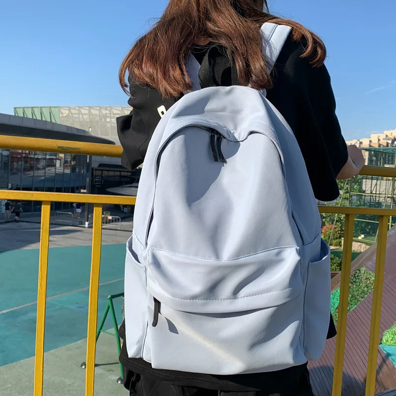 Large Capacity Backpack for Girls Students Universal Ins Pure Color Bookbag Primary And Secondary School High School College Kor