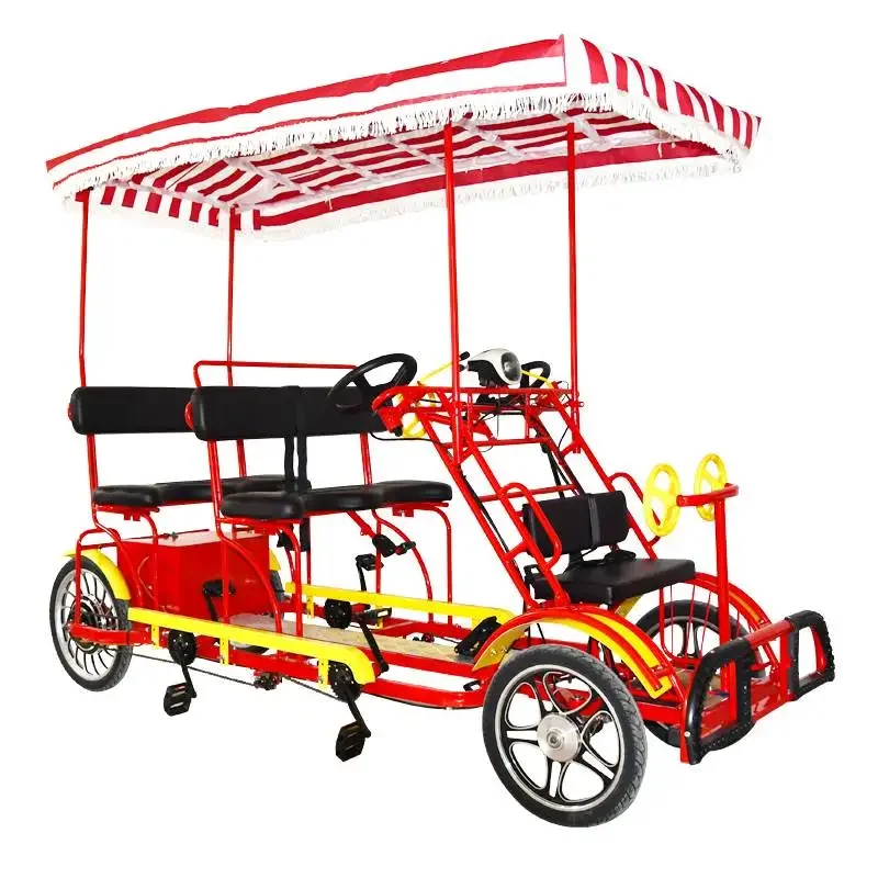 Luxury Integrated Wheel Double Row Pedal Mule Cart Scenic Spot Sightseeing