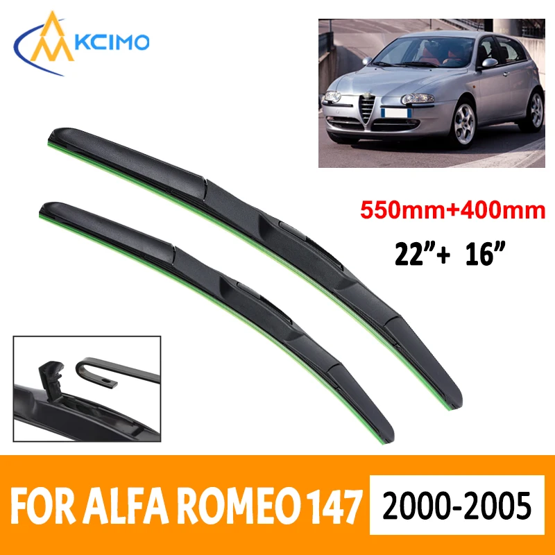 For Alfa Romeo 147 2000 - 2005 Car Wiper Three Stage Soft Rubber Wiper Mute Durable Front Windscreen Automotive Wiper 22