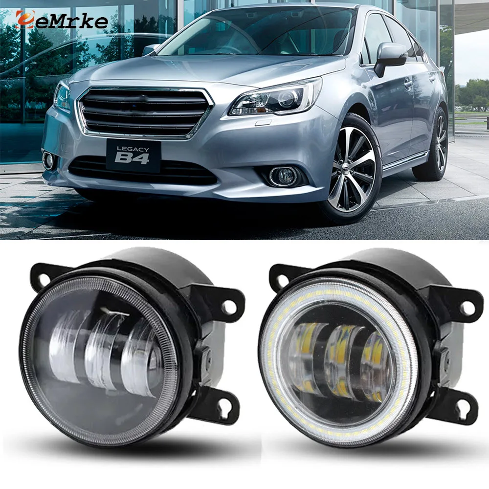 White + Yellow 40W Led Fog Lights Angel Eyes Halo DRL For Subaru Liberty / Legacy B4 New Zealand Japan South Africa 2015 2016 17