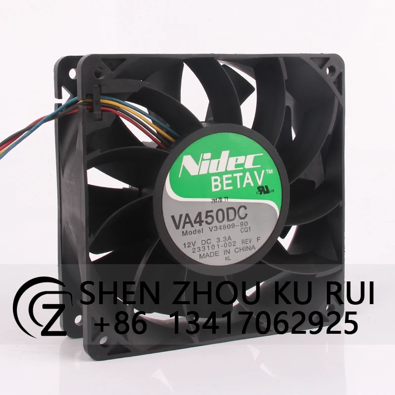 V34809-90 Case Cooling Fan for NIDEC 24V 48V DC12V 3.3A EC AC 120X120X38MM 12CM 12038 Centrifugal Exhaust Industrial Axial Flow