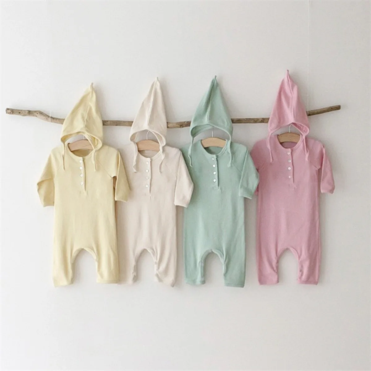 

Infant Solid Soft Romper + Hat 2pcs Suit Newborn Jumpsuit Toddler Cotton Set 0-24M 2025 Autumn New Baby Long Sleeve Clothes Set