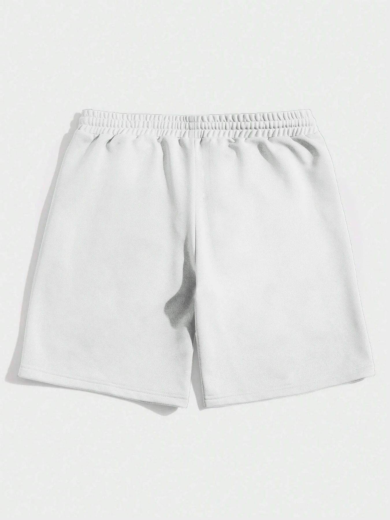 Men's Elastic High Waist Drawstring Sweat Shorts Solid Color Label Patch Loose Daily Street Casual Sports Shorts