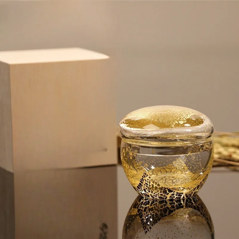 Crystal glass dim sum cover bowl, haute cuisine cup, luxury storage box