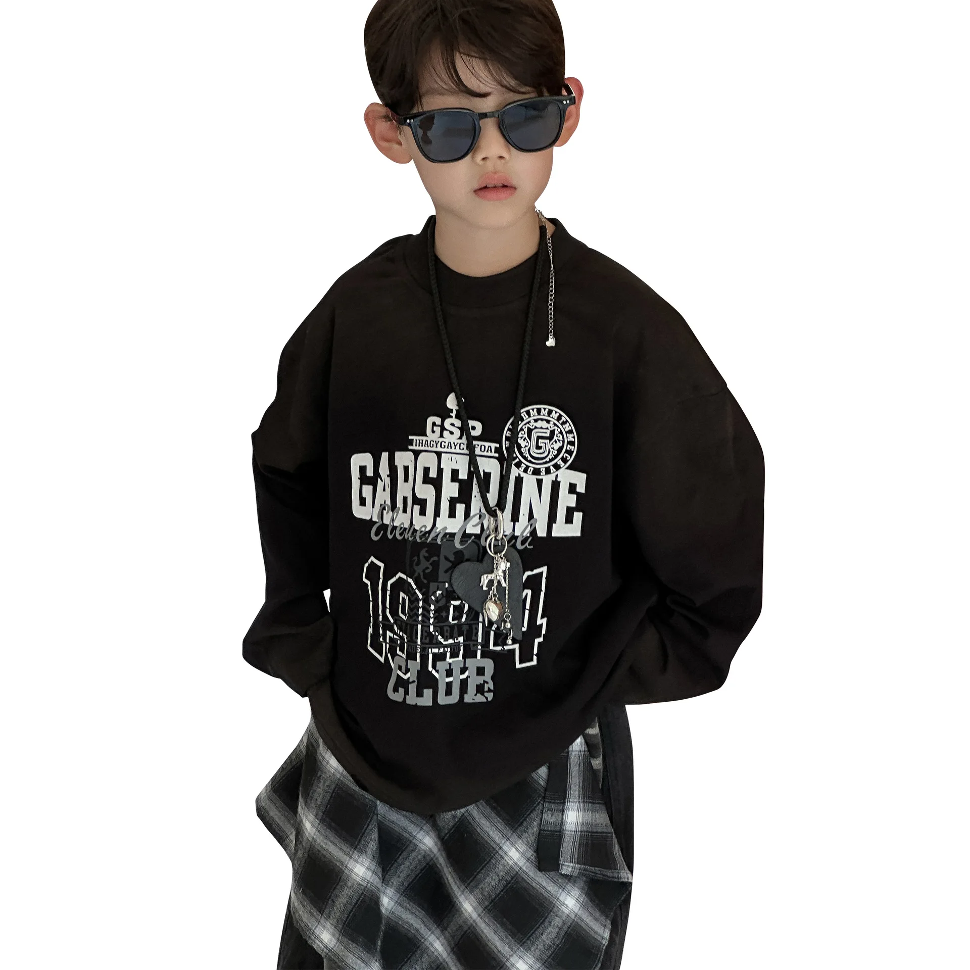 2025 Fall New American Retro Loose Sweatshirt Children's Spring and Autumn Children's Fashion T