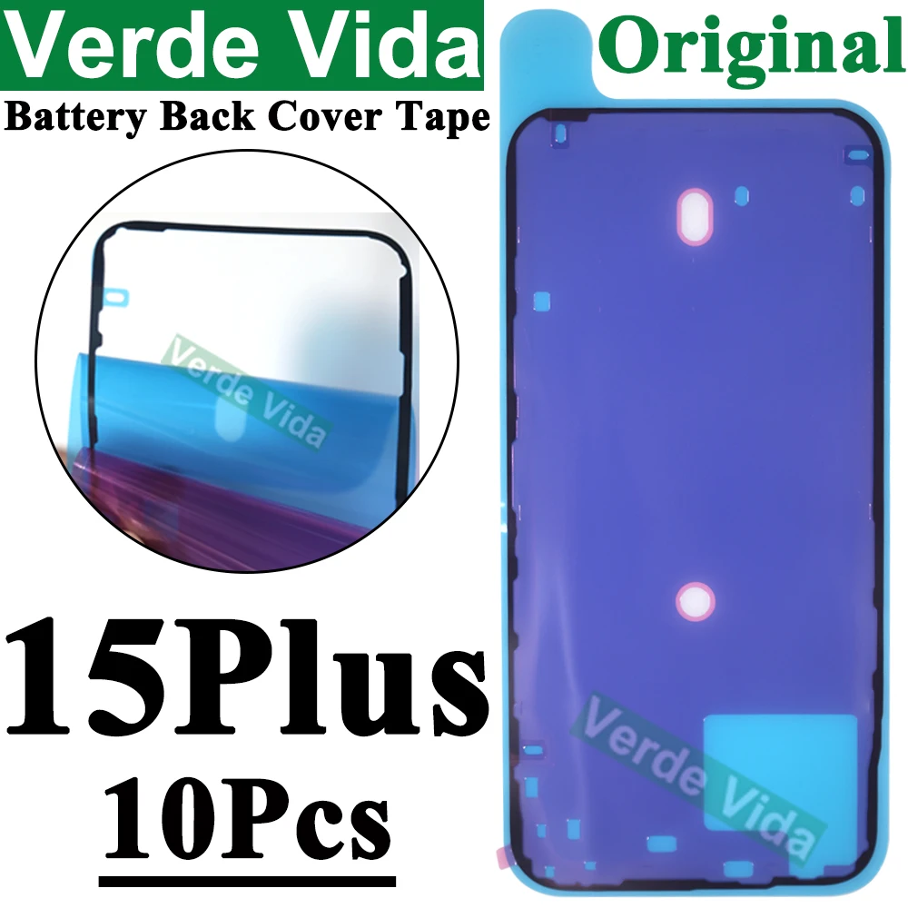 VerdeVida 10Pcs/5Pcs Original Rear Glass Adhesive for iPhone 14 Plus 15 Pro Max Waterproof Back Frame Bezel Adhesive Strip Glue