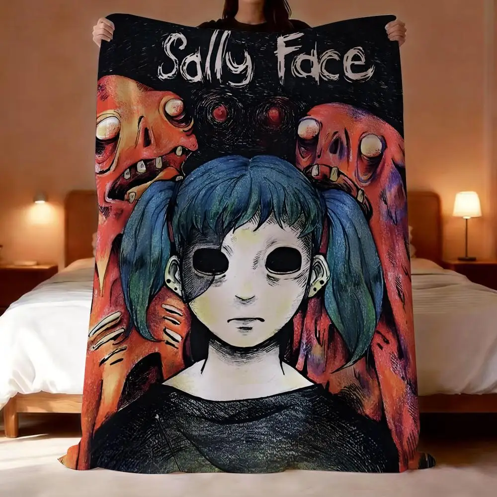 Video Game Sally Face Throw Short Plush Throw Blanket Soft Skin-Friendly Multi-Scene Home Office