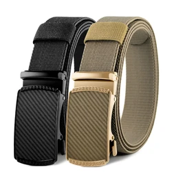 Men Elastic Belt Alloy Automatic Buckle Tough Stretch Nylon Mens Military Tactical Belt Golf Canvas Pants Waistband