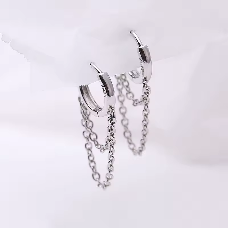 כסף צבע פאנק סגנון שכבה כפולה שרשרת חישוק עגיל לנשים זהב צבע אוזן תכשיטי 2022 עגילים חדשים