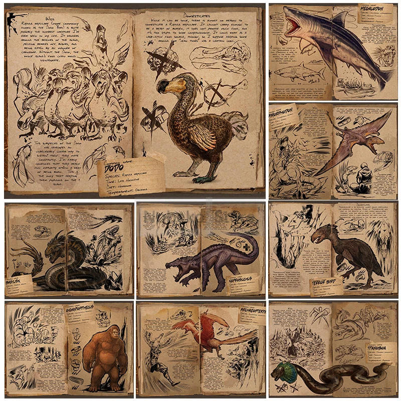 لعبة تابوت البقاء على قيد الحياة مخلوقات متطورة المشارك الكائنات البدائية الرجعية يطبع حائط لوح رسم الفن صور ديكور غرفة المنزل 3 #1