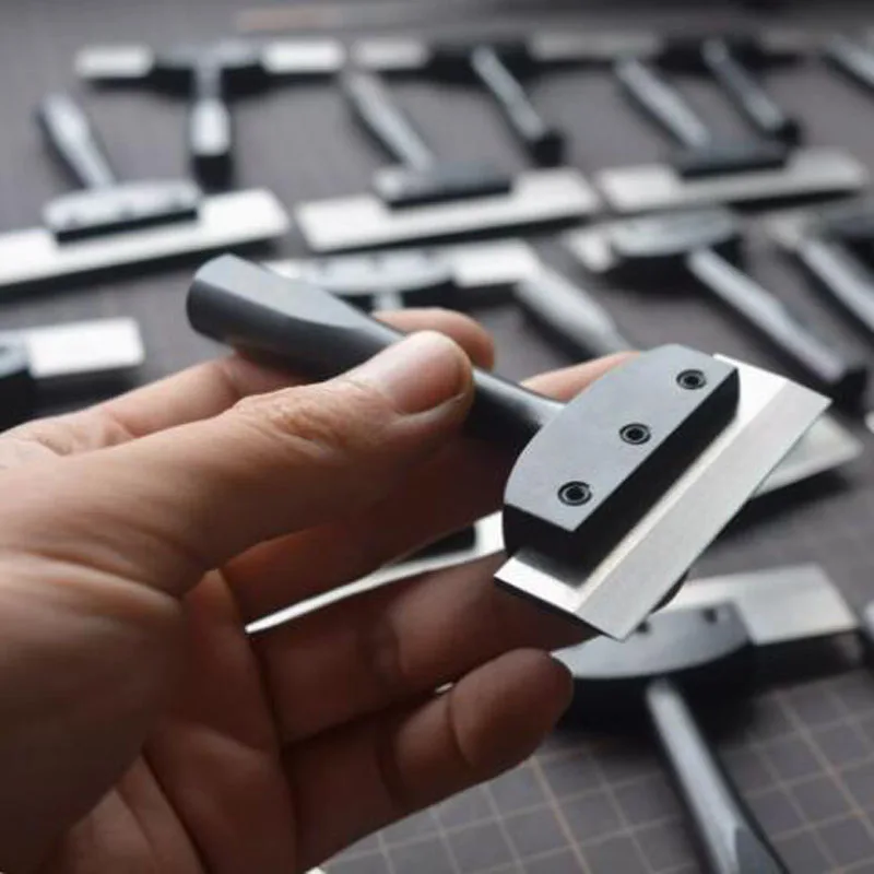 Wallet slot punched leather slot cutting tool 54/86mm sharp steel blade universal handle fan deer leather credit card wallet