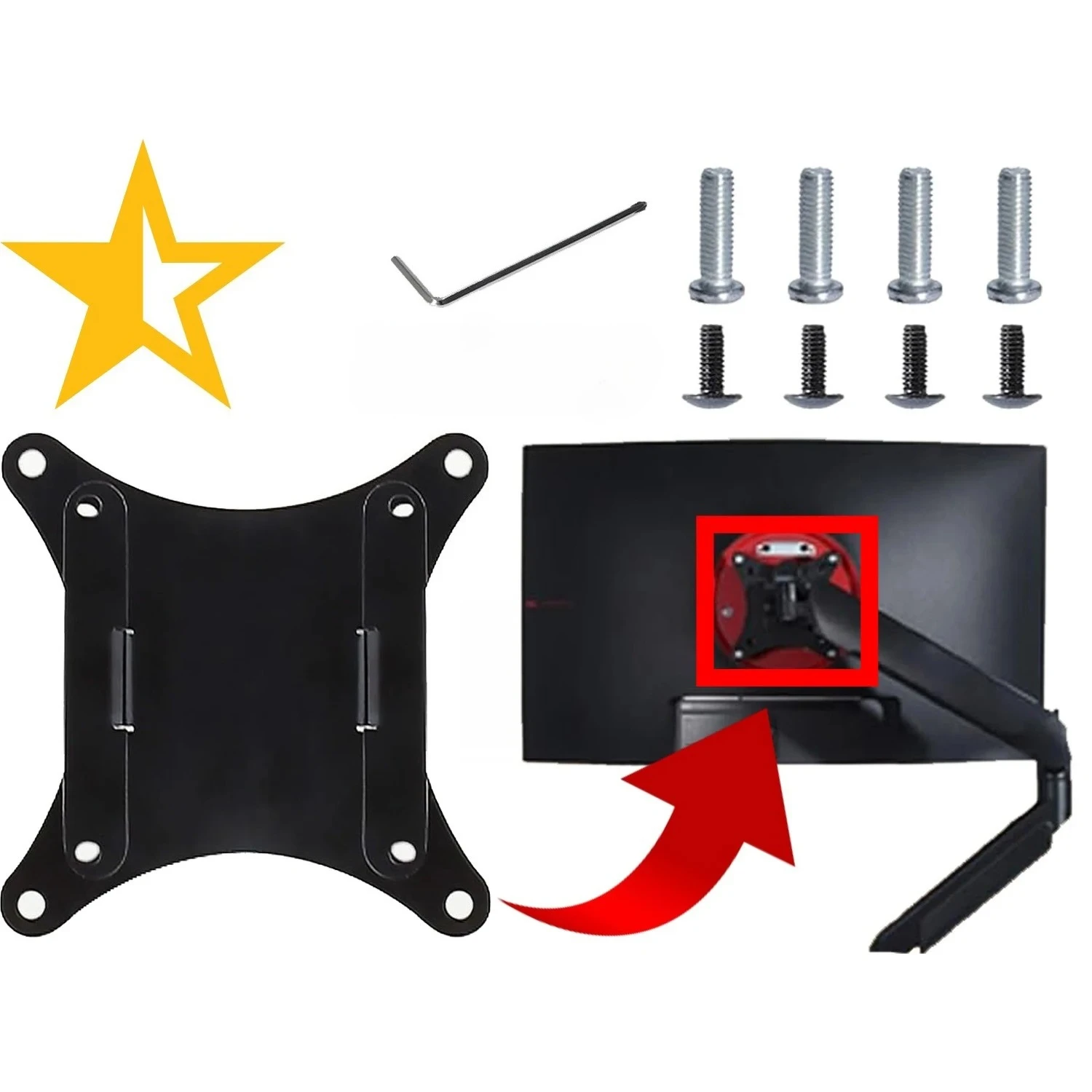 Adaptador de montaje VESA para MSI Optix MAG342 G244F G32CQ5P G321CQP MAG240VC MAG274UPF AG321CQR soporte de Monitor para soporte/brazo