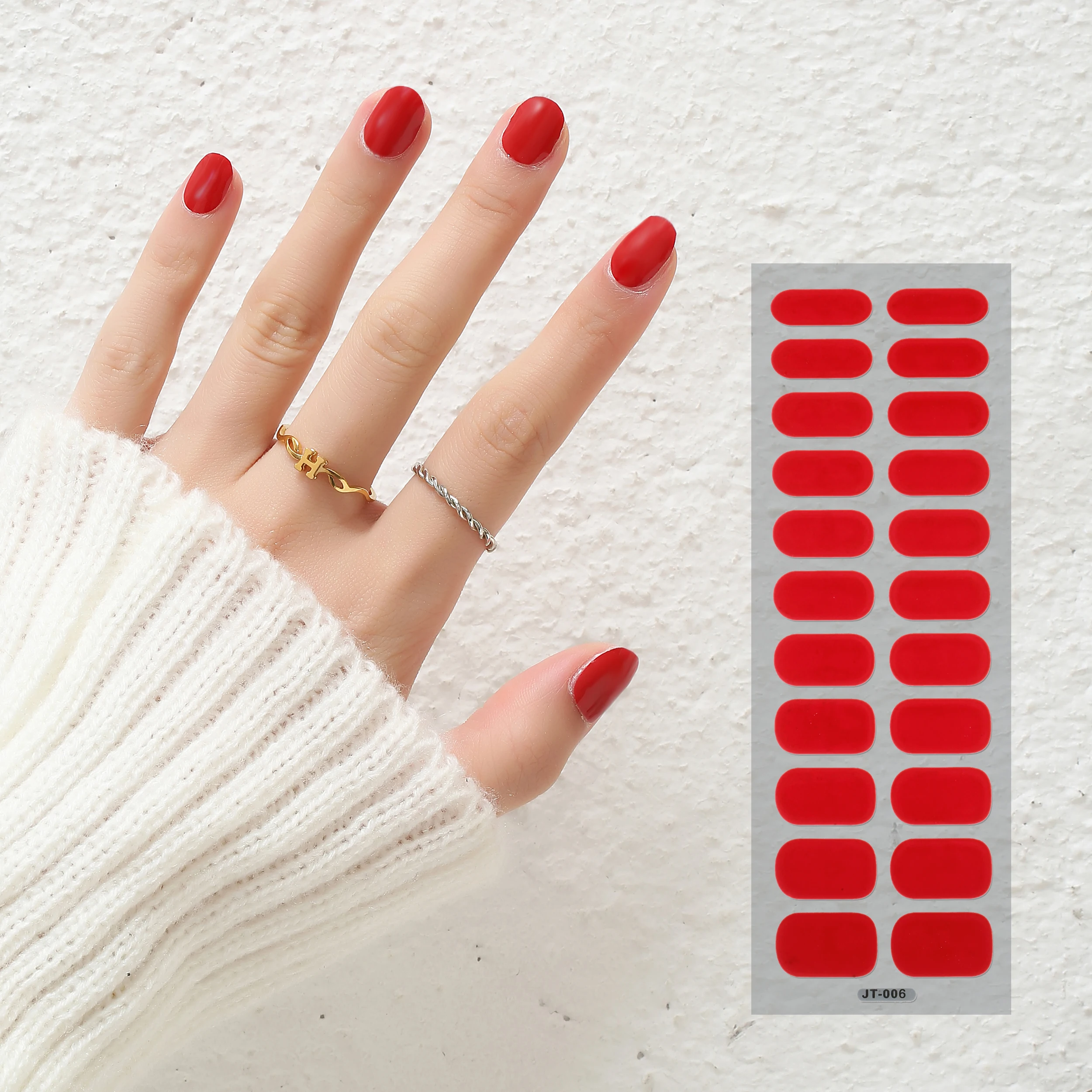 22Pcs Solid Color Semi Cured Gel Nail Wraps UV LED Lamp Needed Full Cover Waterproof Long Lasting Gel Nail Polish Stickers DIY S