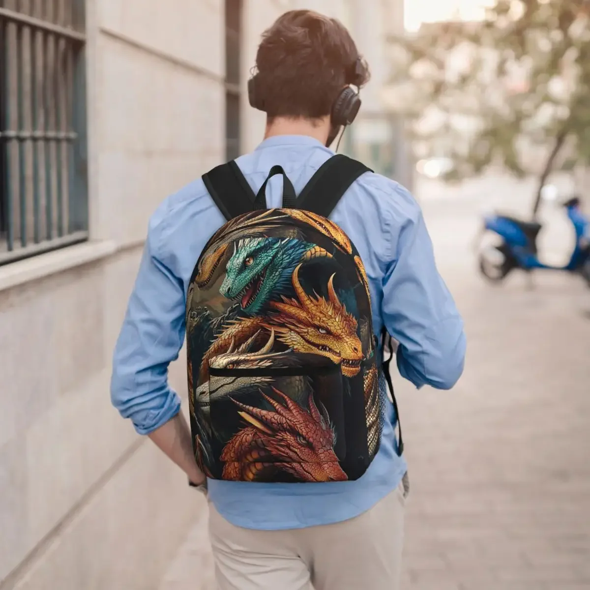 Colorful Mythical Dragon Print Student Backpack School Bag Hiking Travel Daypack for Men Women Bookbag Shoulder Bags