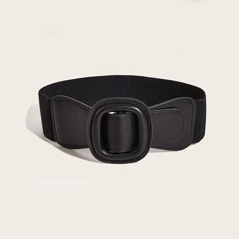 الاتجاه الكلاسيكي الأنيق حزام عريض للنساء مطاطا Cummerbund مربع مشبك موضة جديدة حزام الإناث لفستان وسترة