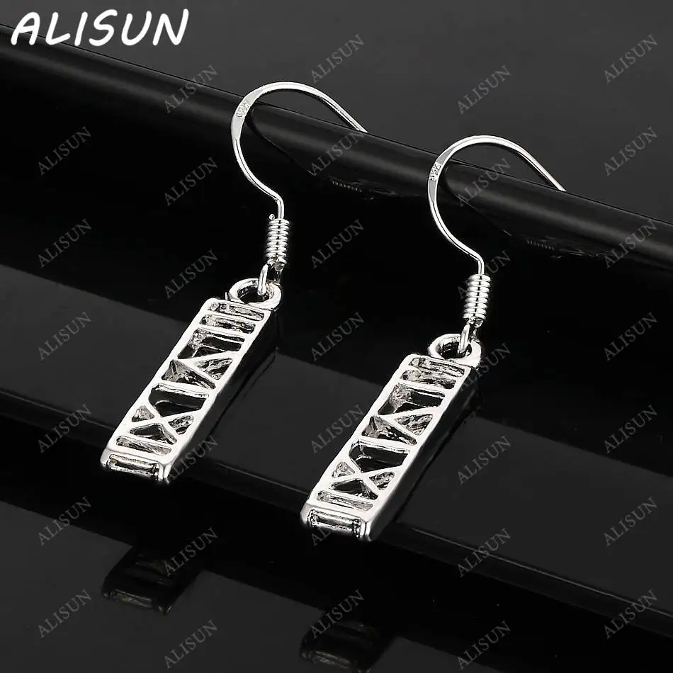 

ALISUN 925 Sterling Silver Roman Numerals Earrings Drop Earrings For Women Fashion Jewelry Charm Grace Noble Wedding Accessories