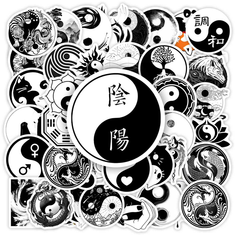 Chinese Yin Yang Stickers Balance Yoga DIY Kids Toy Gift Decal for Phones Laptops Bottles Luggage Decorative Graffiti Waterproof