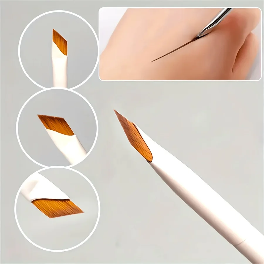 Eyeliner Brush Angled Ultra Thin Flat Precision Eyebrow Brush Fine Detail Under Eye Makeup Brush White Winged Gel Liner Brush