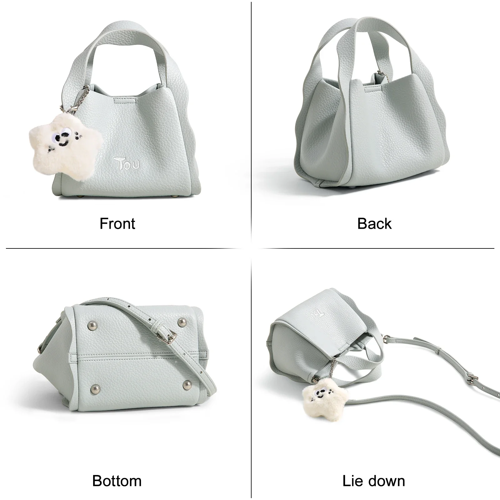 TouTou Women Handbag for Cosmetics Storage Fashion Female Tote Bag Blue Luxury Handbags with Doll Pendant Purse Large Capacity