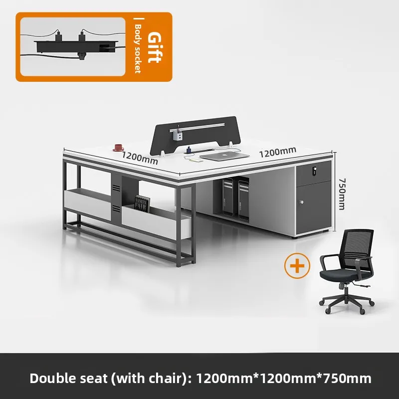 ！@Office Staff Desk and Chair Set: Simple, Modern, 4/6-person, Double-seat, Office Screen Cubicles, Financial Workstations image 3