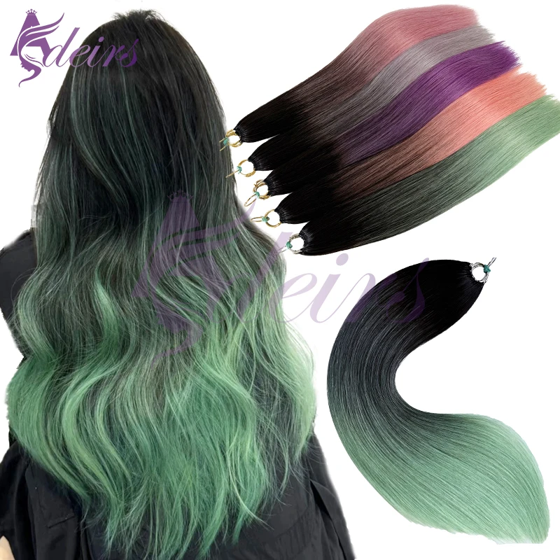 

ADEIRS Наращивание волос с перьями, прямые 100% настоящие человеческие наращивание волос с микрокольцами, цвет фиолетовый, синий, розовый, серый, 18-20 дюймов