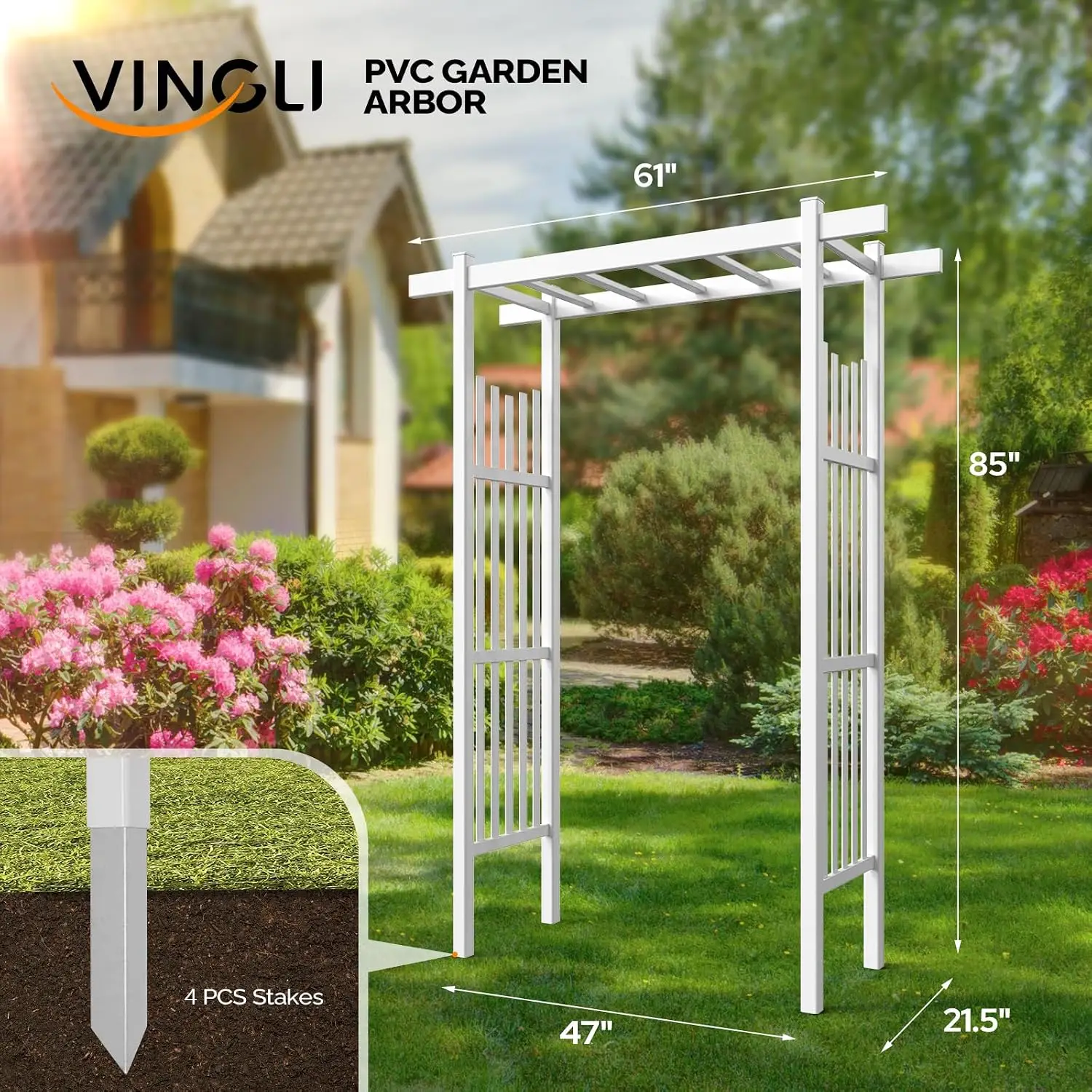 Garden Arbor, Vinyl Wedding Arch for Ceremony Party, Garden Trellis for Climbing Plants, Arch Backdrop Stand for, Customized