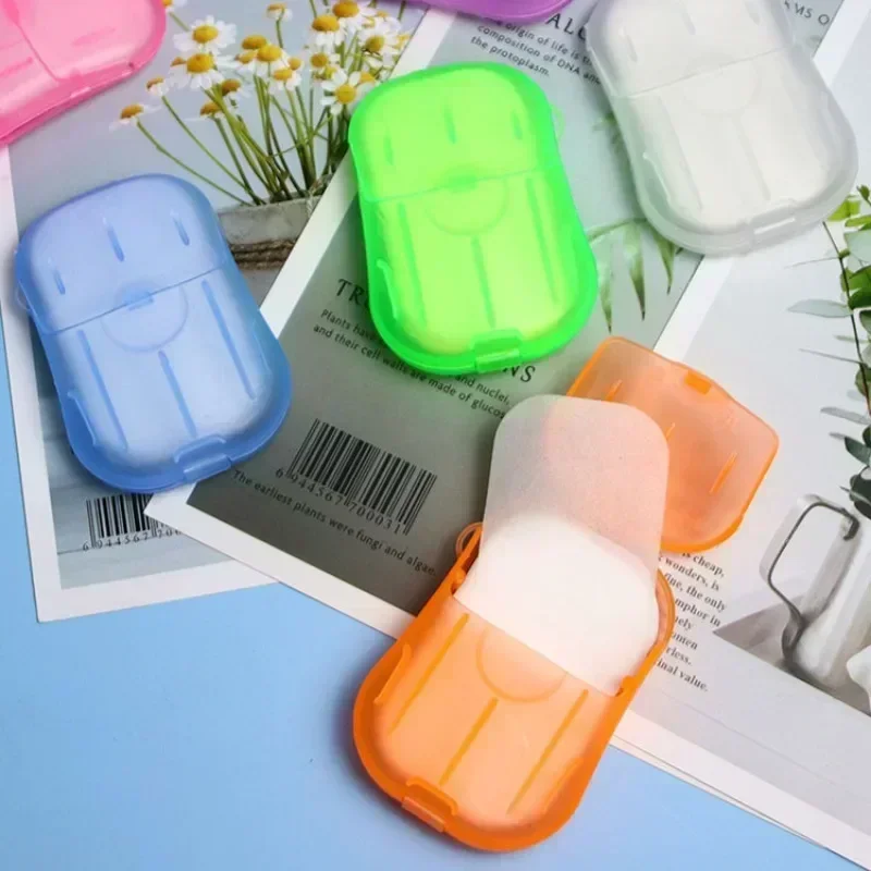 20pcs/box Disposable Soap Tablet Box Paper Portable Hand Washing Tablet Mini Soap Sheet Refill Bathroom Soap Travel Мыло