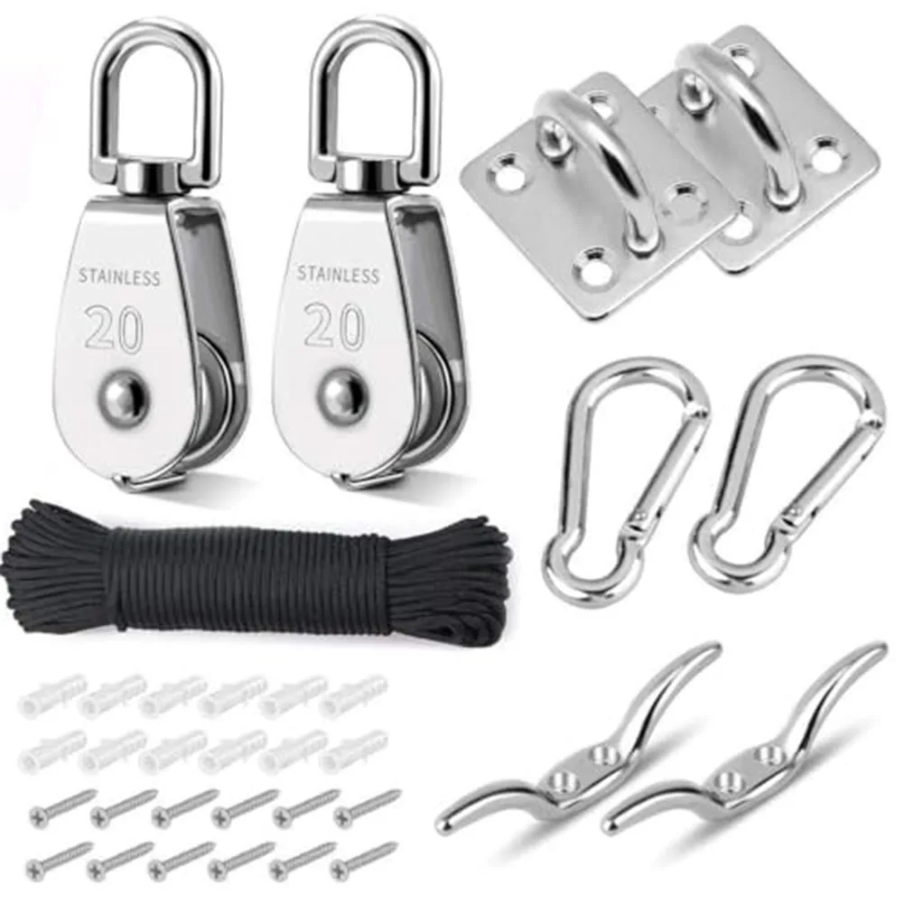 

Lifting Tasks Stainless Steel Pulley Swivel Pulley Kit Smooth Operation Pulley Mechanism Smooth Operation Versatile Capacity