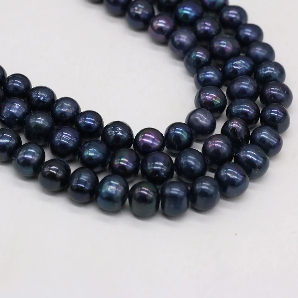 Real Natural Pearls Beads Freshwater Black Pearl Bead Loose Round Shape Pearls For Jewelry Making Bracelet Necklace 15\