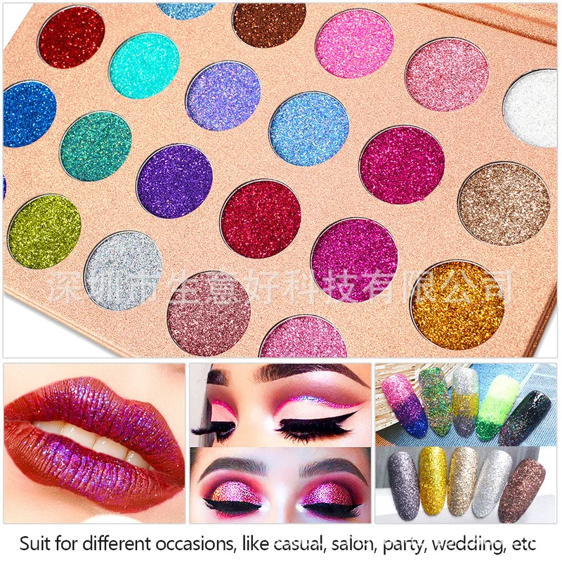 24-color Fluorescent Gold Eyeshadow Palette, Multi-purpose, Dazzling Luminous Neon Powder