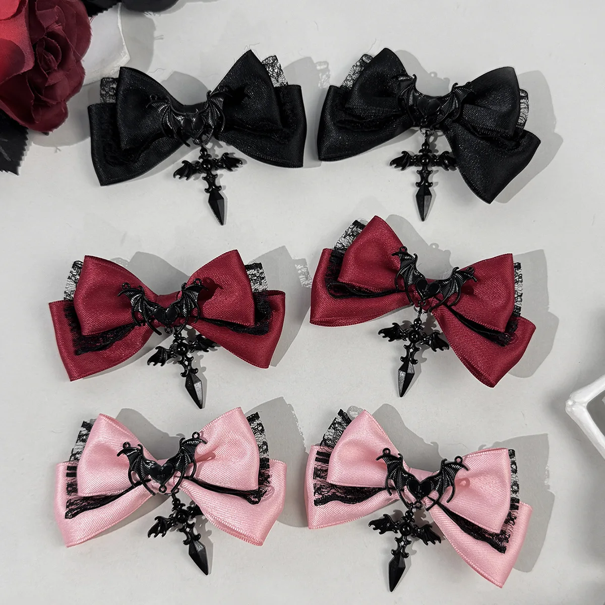 30-pcs-lot-413“-girl's-gothic-dark-style-ribbon-bow-hair-clips-lolita-dressing-bow-hairpins